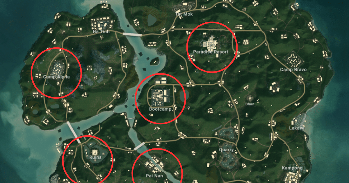 Five best Places to land in Sanhok BGMI